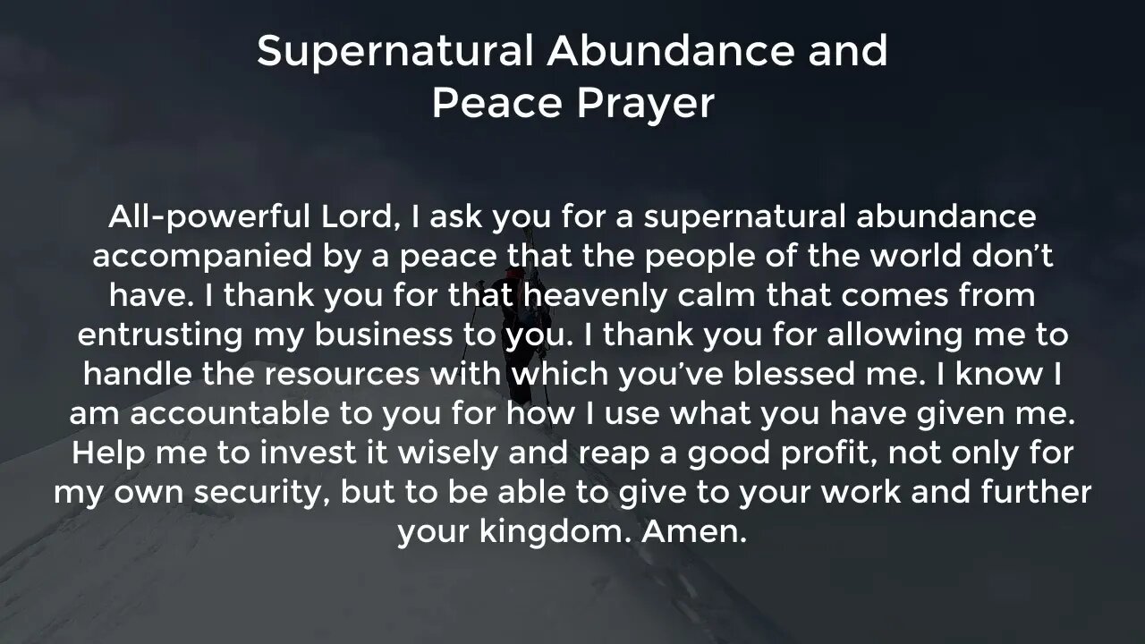 Supernatural Abundance and Peace Prayer (Prayer for Success and Prosperity in Business)