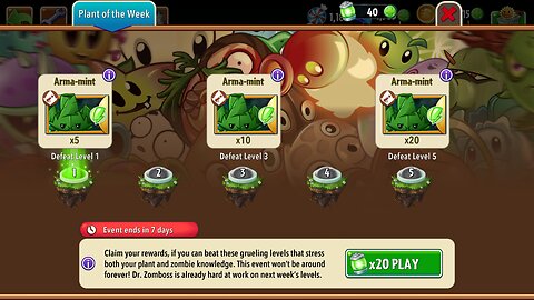 Plants vs Zombies 2 - Plant of the Week - Arma-Mint - September 2024