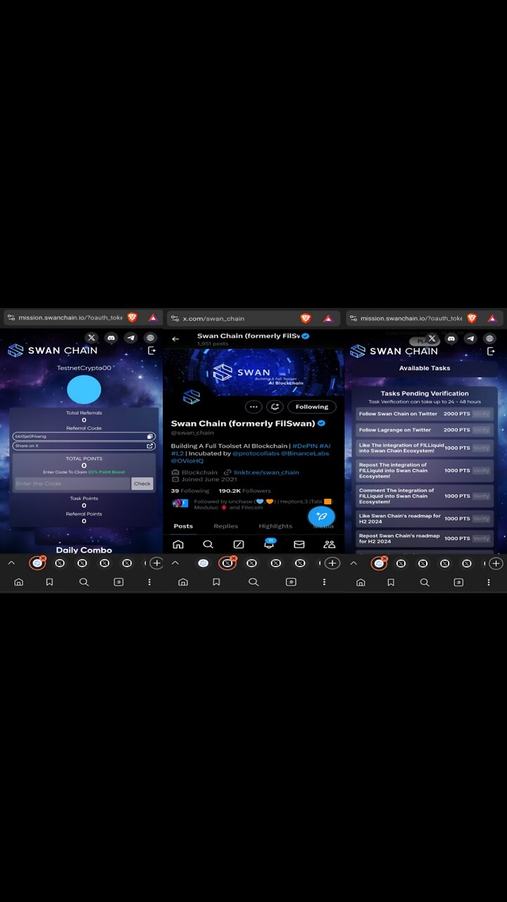 Swan Chain Mission | Complete Quests To Earn BIG In The $SWAN Airdrop | Crypto Cloud Mining 2024