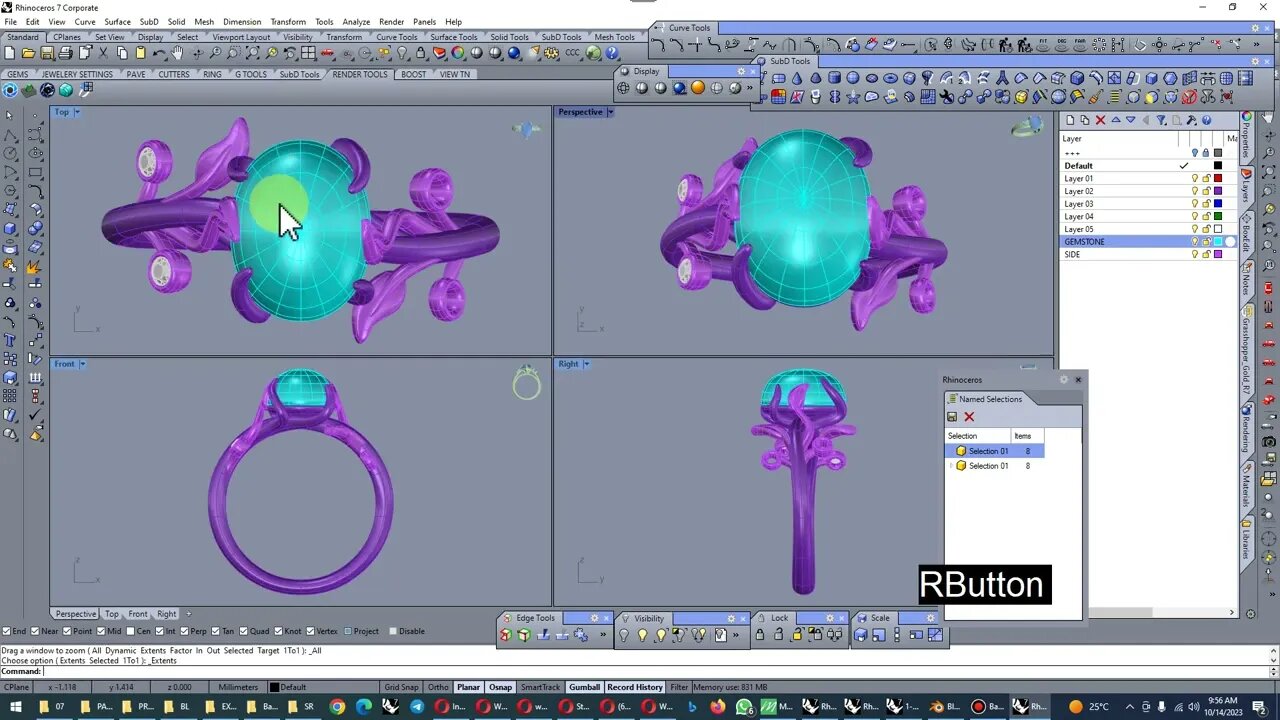 How To Export Jewelry Ring Design OBJ File Format Subdivision Surfaces From Blender To Rhino 3D V7