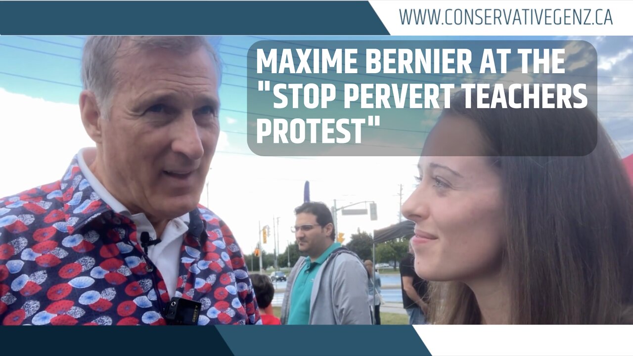 Maxime Bernier at the "Stop Pervert Teachers Protest"