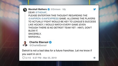 Eminem tweets at the AAF, hints at need for Detroit team