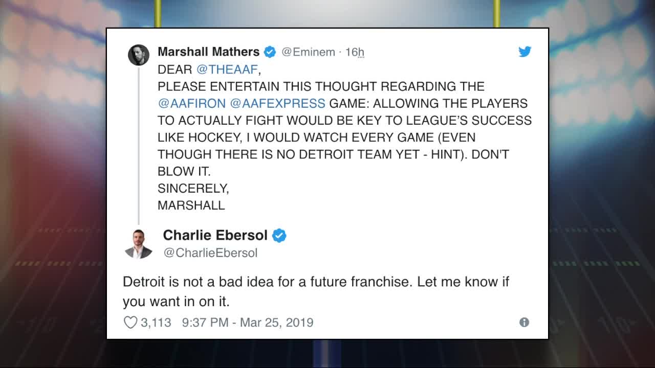 Eminem tweets at the AAF, hints at need for Detroit team