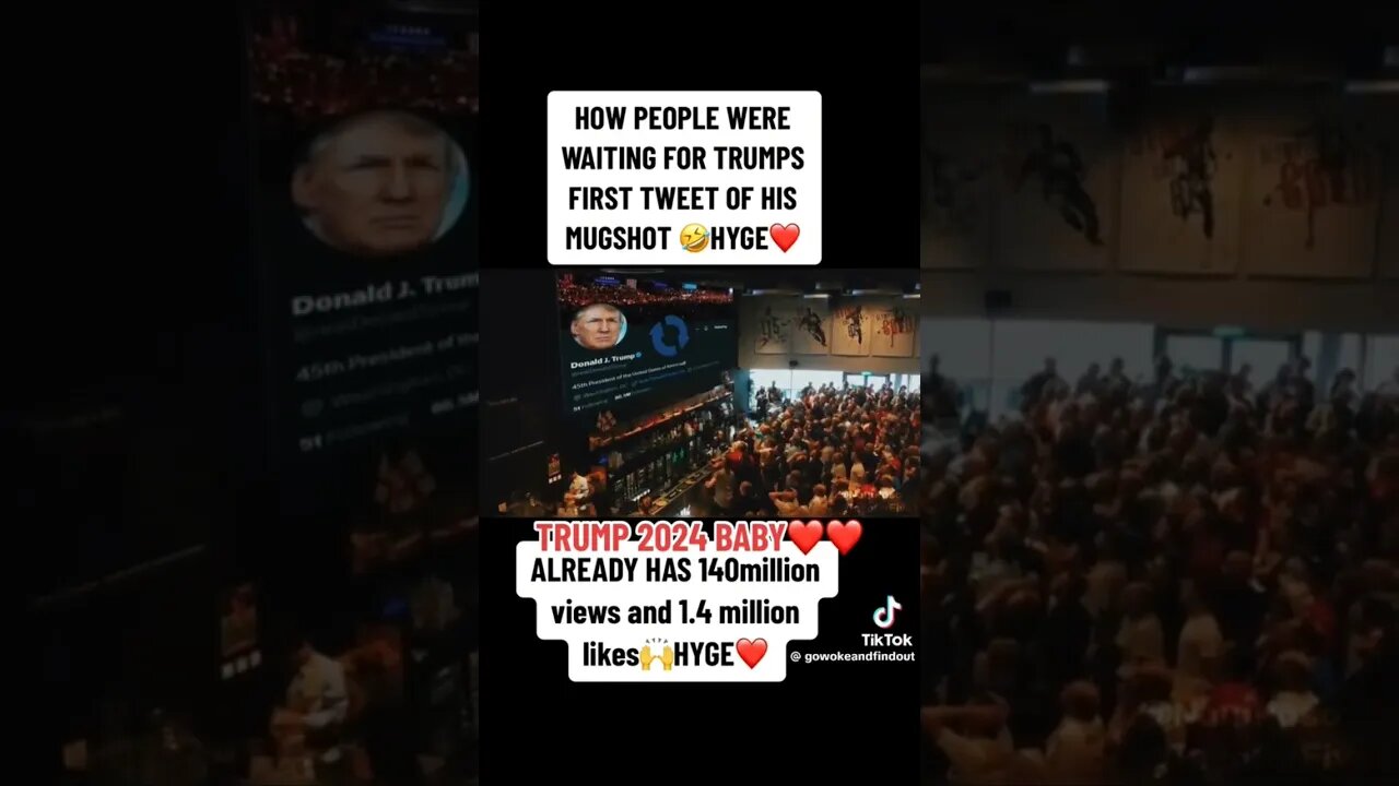 Packed Room went crazy after Trump first tweet of his Mugshot.