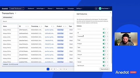 Anedot Learn: June 2023 Product Update - Edit Columns