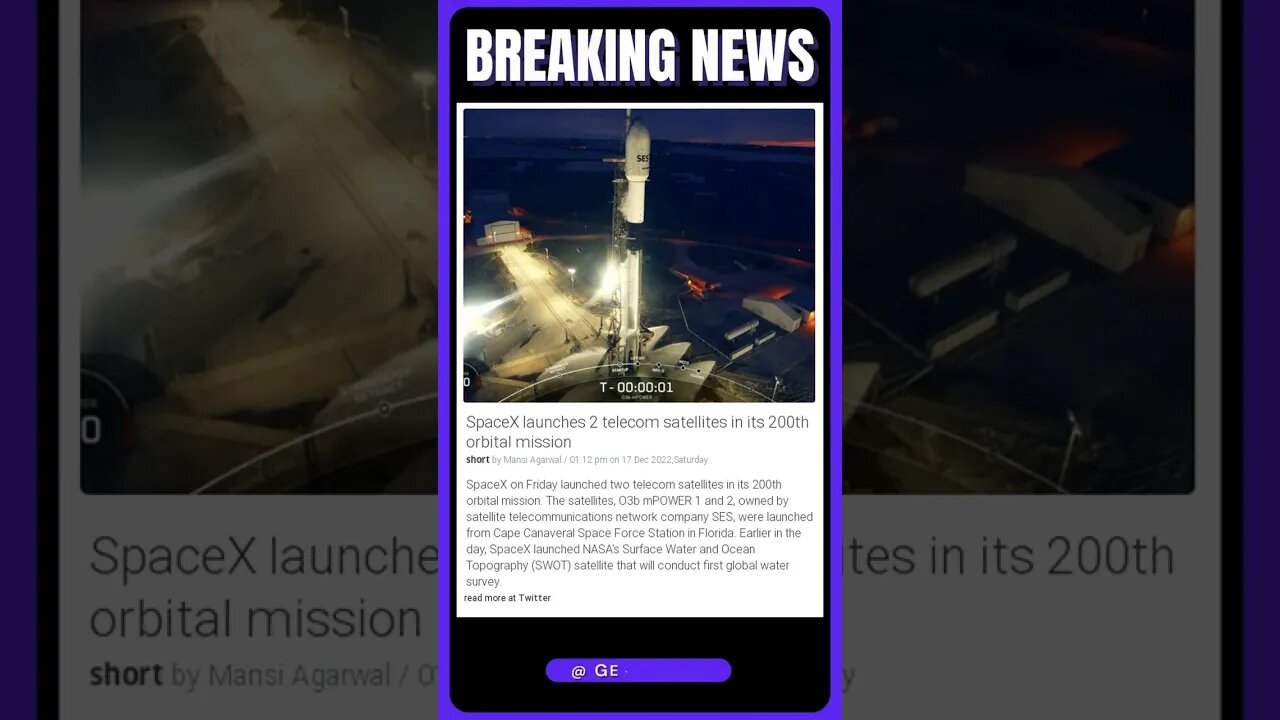 Latest Information | 200th Mission Accomplished: Watch SpaceX Launch 2 Telecom Satellites! | #shorts