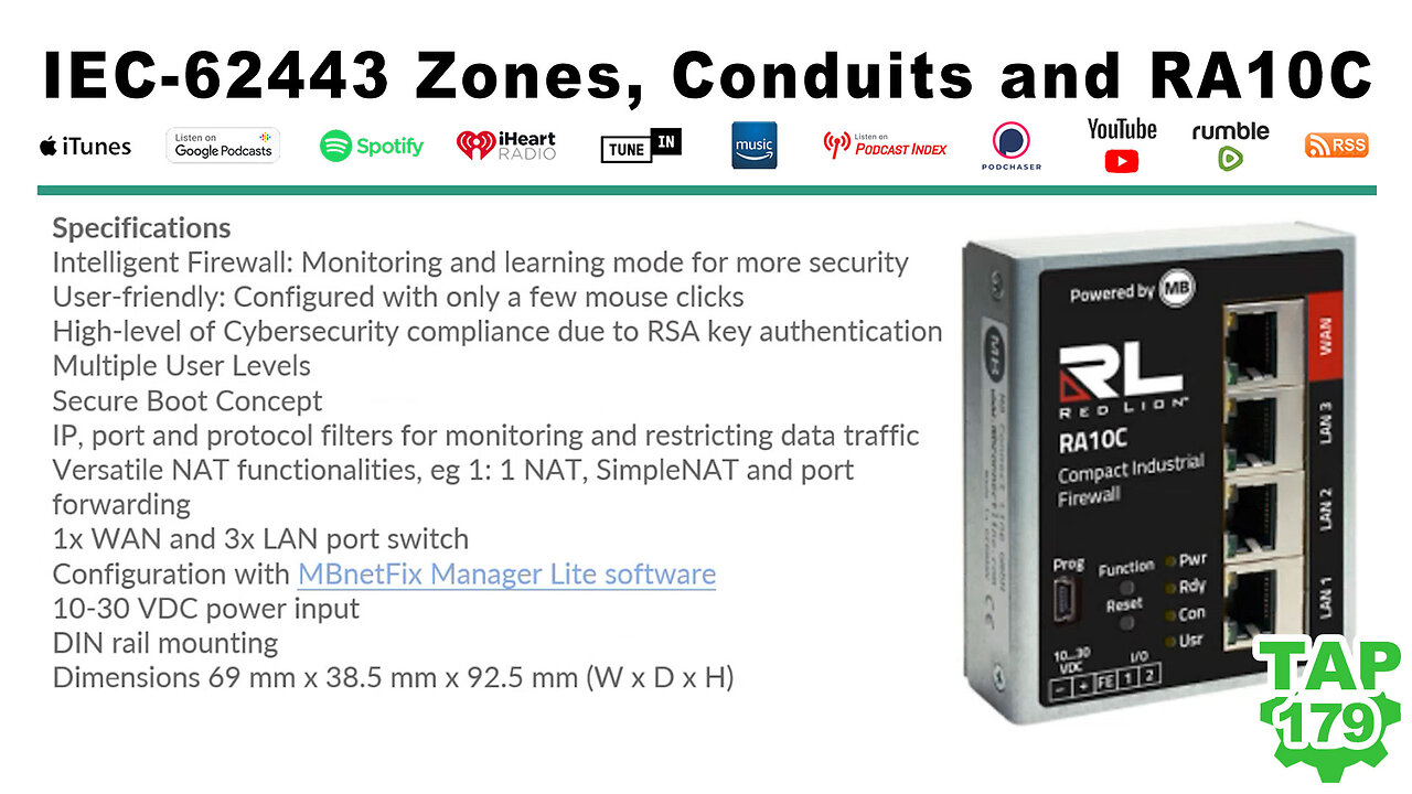 IEC-62443 Zones, Conduits, and the Red Lion RA10C Compact Intelligent Firewall