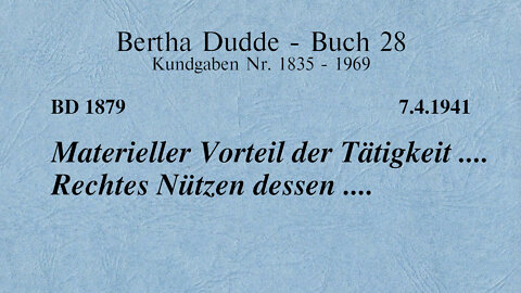 BD 1879 - MATERIELLER VORTEIL DER TÄTIGKEIT .... RECHTES NÜTZEN DESSEN ....