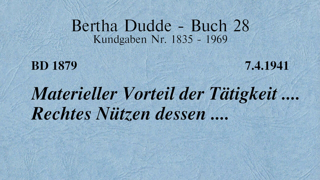 BD 1879 - MATERIELLER VORTEIL DER TÄTIGKEIT .... RECHTES NÜTZEN DESSEN ....