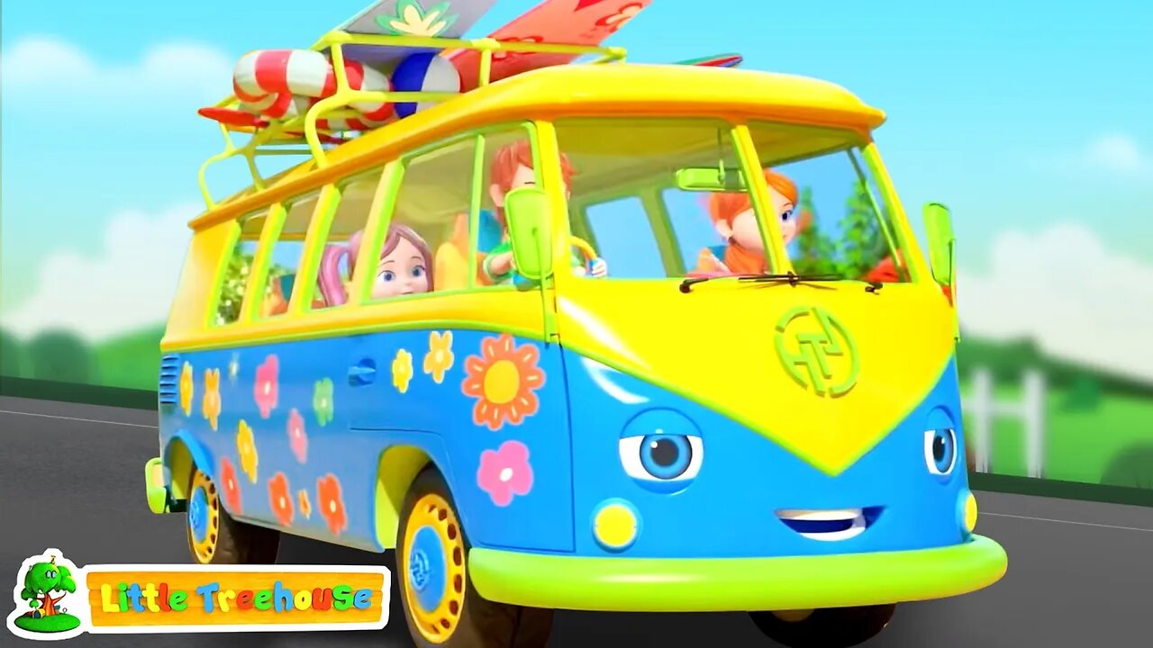 Wheels on the Bus - Beach Ride & More Vehicle Songs, Rhymes for Kids