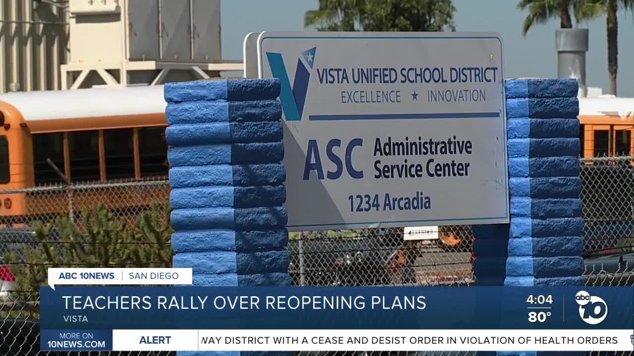 Vista teachers rally over reopening plans