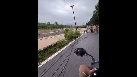 A road near Nanda Ki Chowki has been washed away due to recent heavy rains.