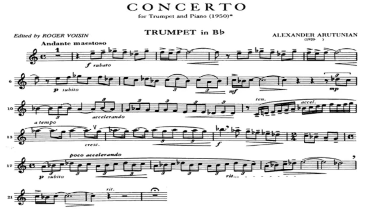 [TRUMPET CONCERTOS] Alexander Arutunian’s Trumpet Concerto in A♭ major