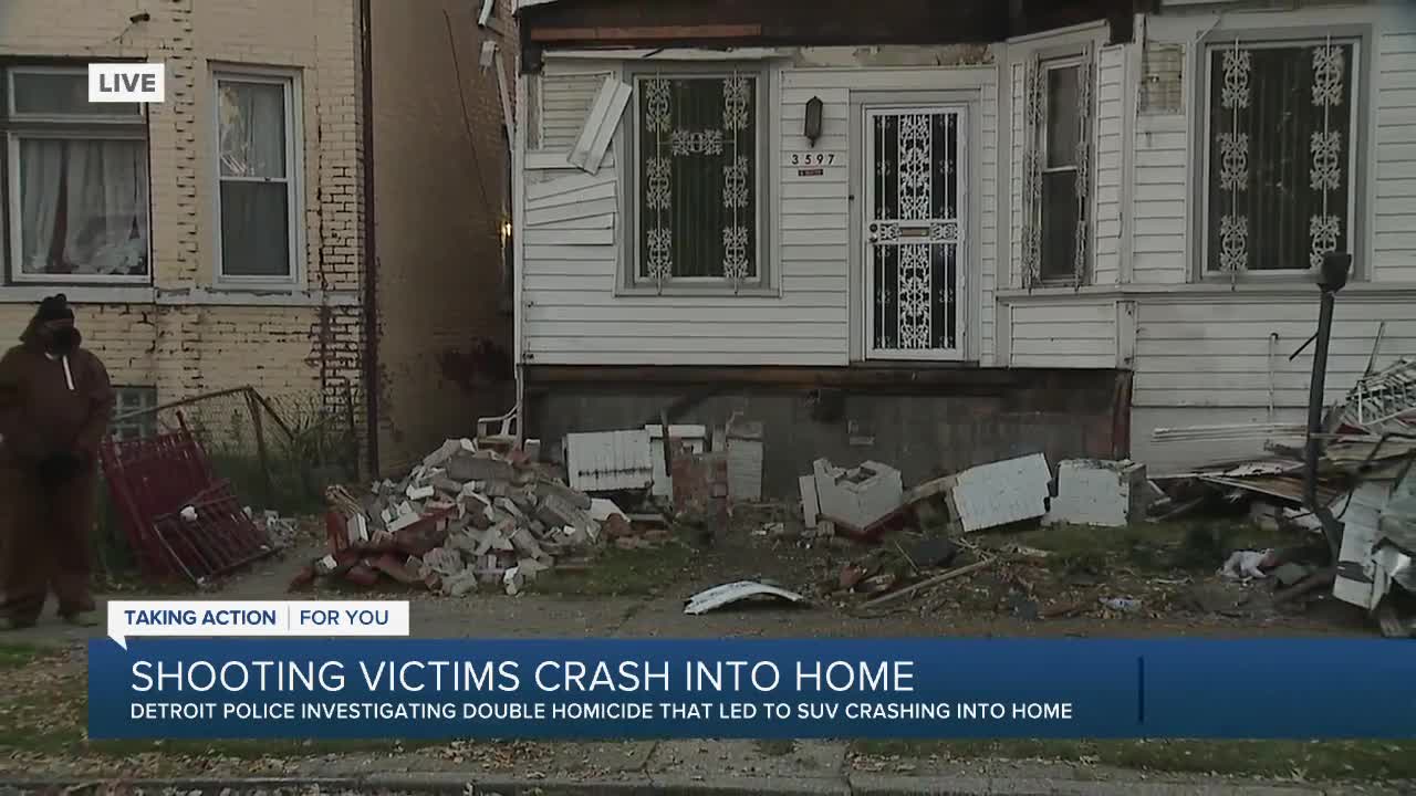 Shooting victims crash into home in Detroit