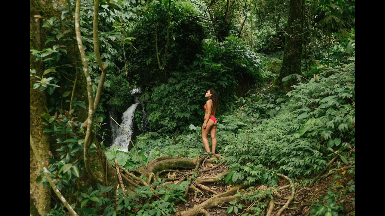 Woman relaxing in the forest