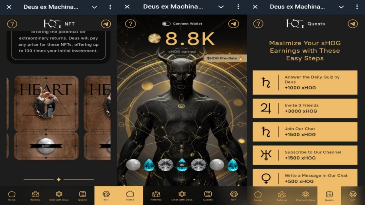 Deus ex Machina | Heart Of Gold | Tap2Earn xHOG And Get $HOG | New Telegram Crypto Mining Bot