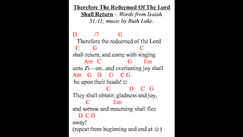 Therefore The Redeemed Of The Lord Shall Return - Key of D - Walter Fisher