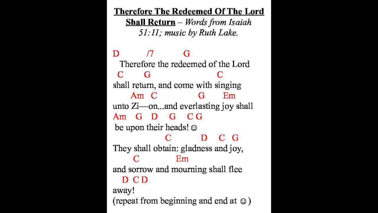 Therefore The Redeemed Of The Lord Shall Return - Key of D - Walter Fisher