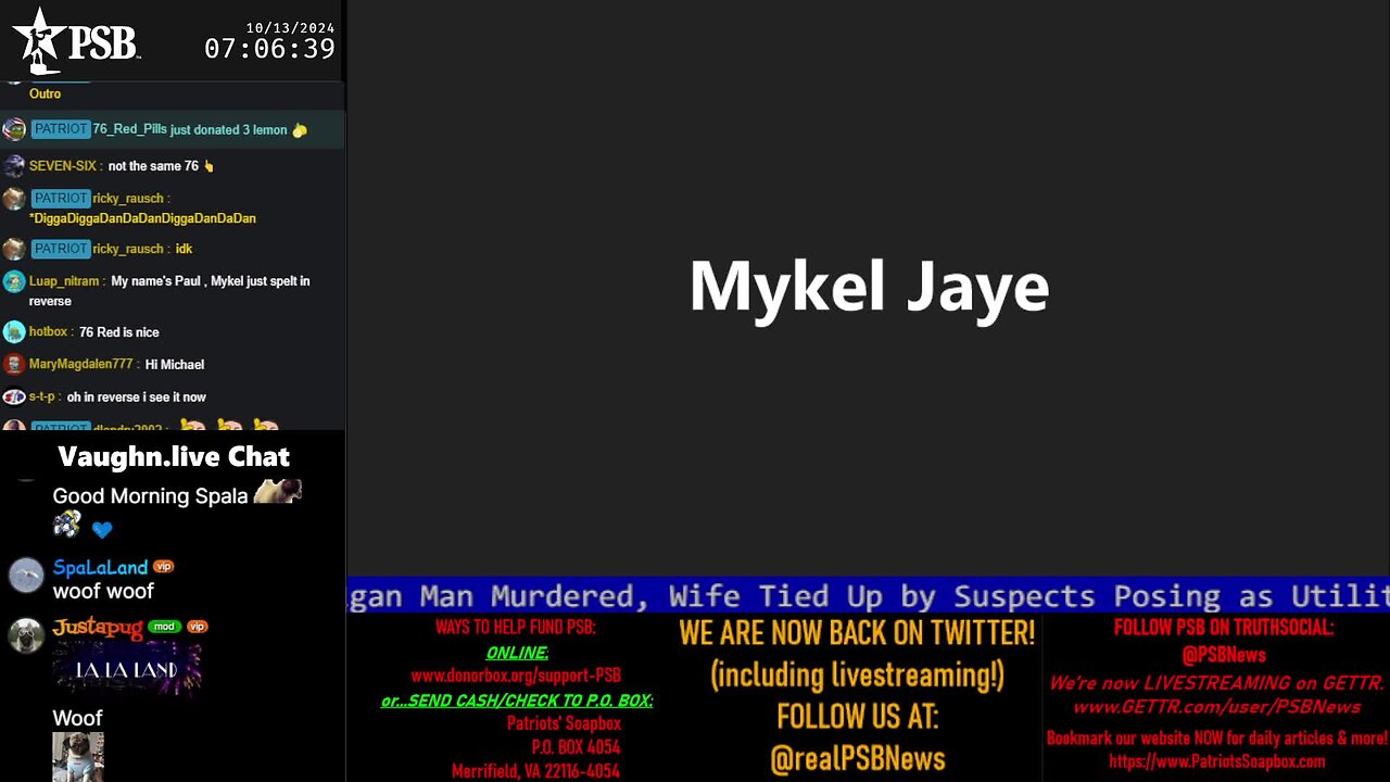 2024-10-13 07:00 EDT - Patriots Soapbox AM: with MykelJaye