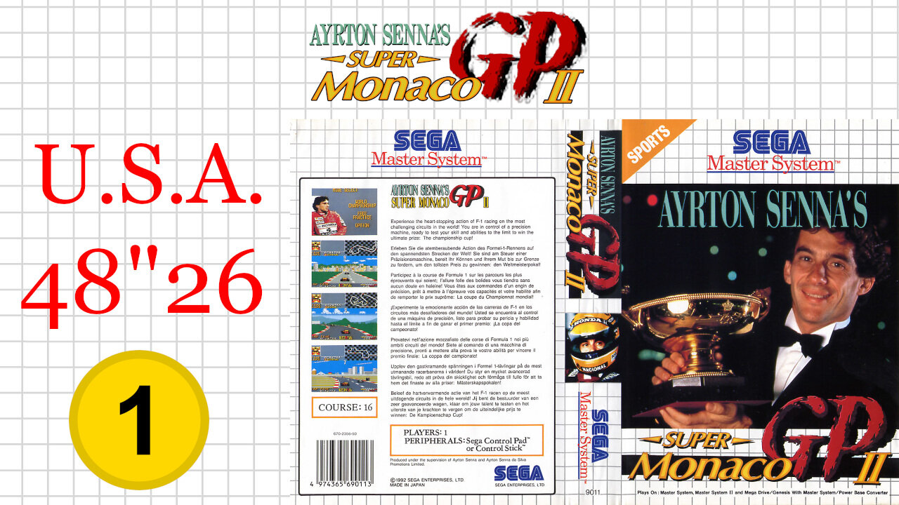 Ayrton Senna's Super Monaco GP II [SMS] U.S.A. [48"26] WR🥇 | SEGA Master System Marceau