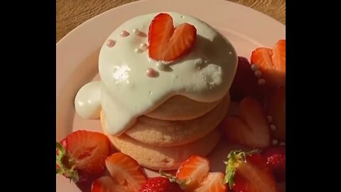 Satisfying Pancakes with Strawberries ~ ♡