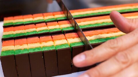 American Food - CHOCOLATE TRICOLOR RAINBOW COOKIES Ferrara Italian Bakery NYC