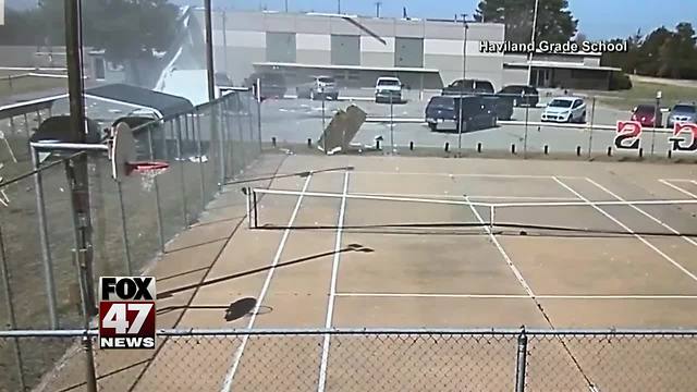 Wind causes roof to blow off of school cafeteria