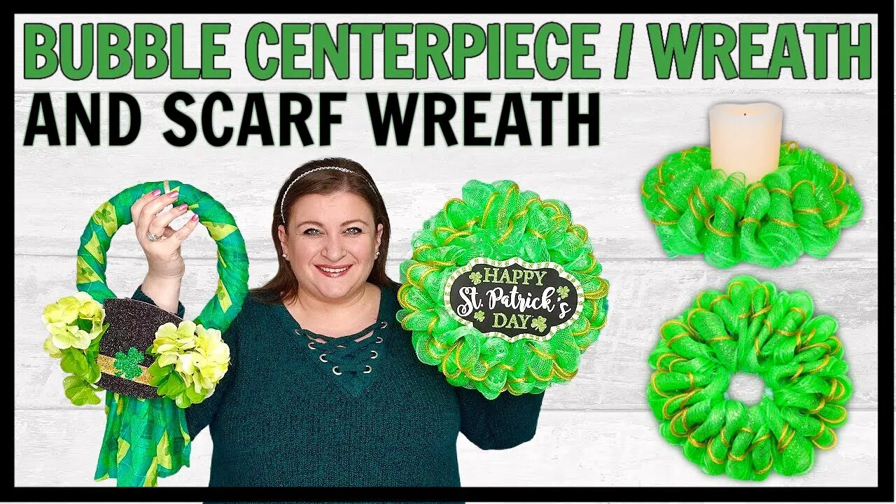 EASY Deco Mesh CENTERPIECE WREATH | SCARF WREATH TUTORIAL St Patrick's Day Wreath Dollar Tree DIY