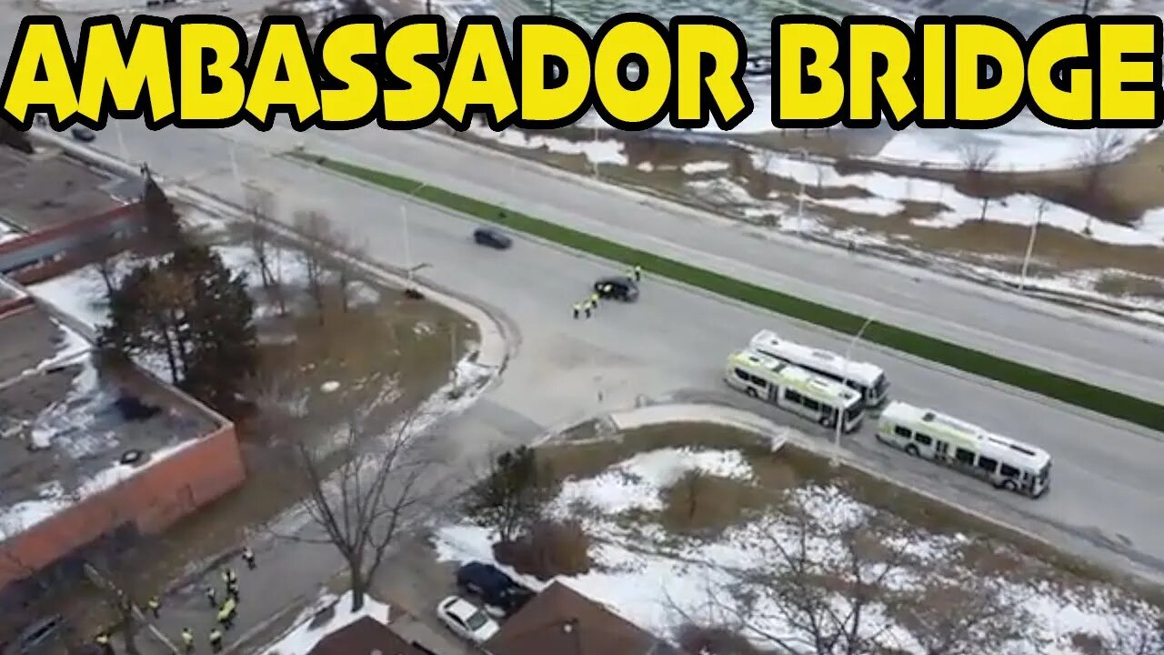 *NEW VIDEO** 🇨🇦Ambassador Bridge Blockade 🇨🇦 (DRONE FOOTAGE)