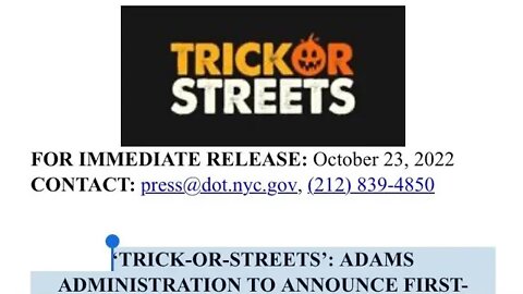 The Trick or Streets Announcement hosted by @voteshekar @CMShekarK and @NYC_DOT 79th st and 34th