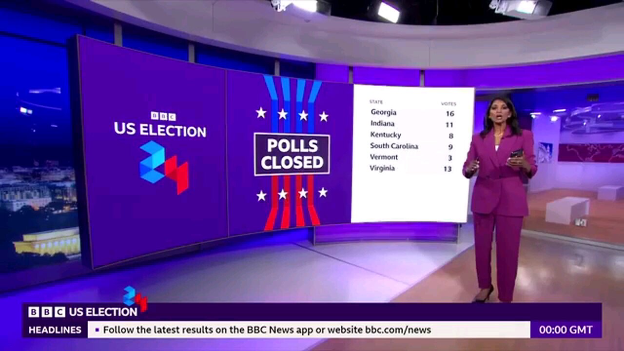 US election: First polls close as Trump and Harris pick up early wins | BBC News