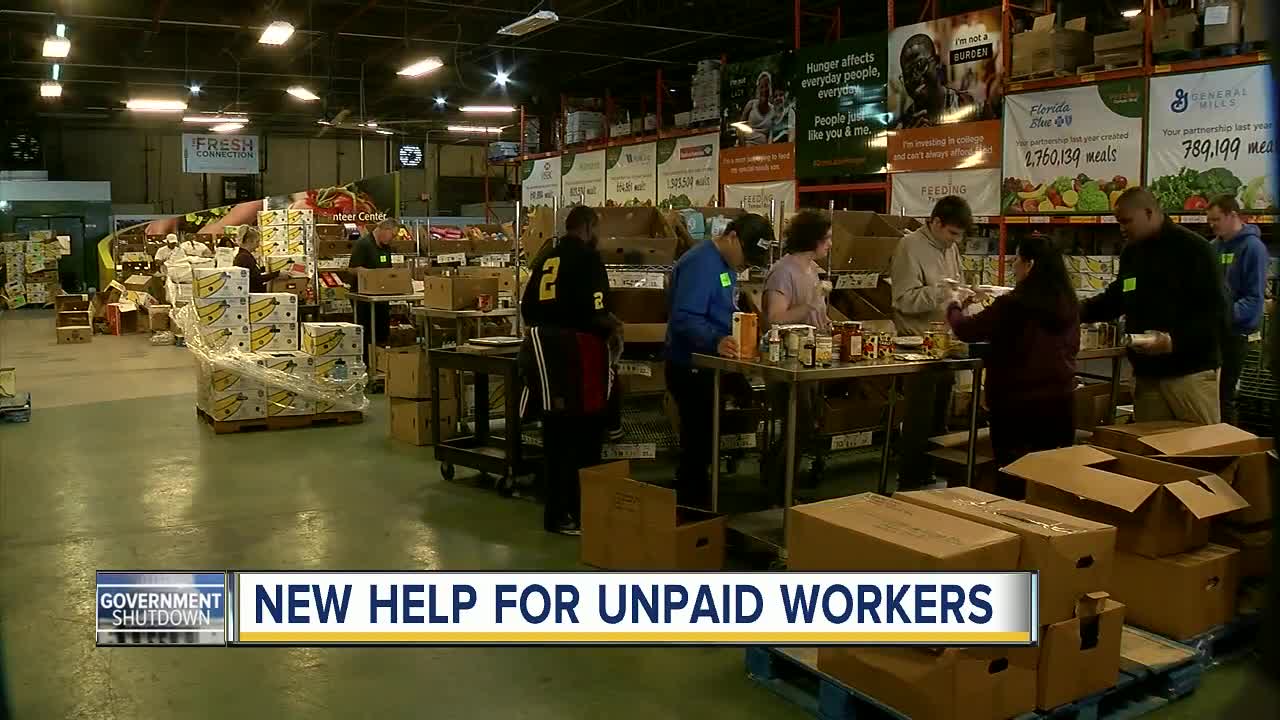 Food bank set up for unpaid TSA and Customs employees at Tampa International Airport