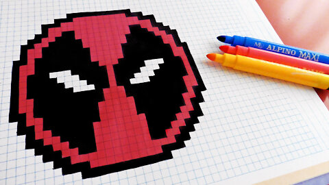 how to Draw deadpool logo - Hello Pixel Art by Garbi KW