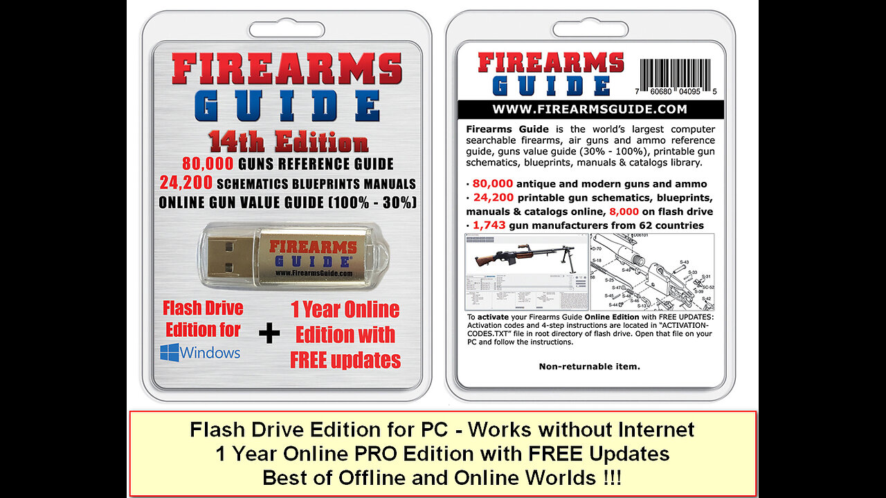 Flash Drive Edition - Research Guns & Print Schematics & Blueprints with 100% Privacy (no internet)