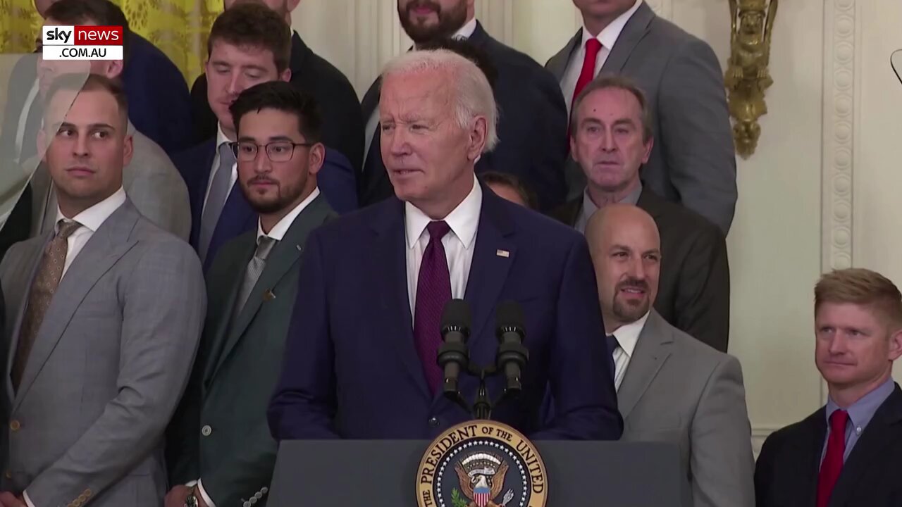 US President Joe biden made gaffes when he hosted 2023 MLB World series championship to tax rangers