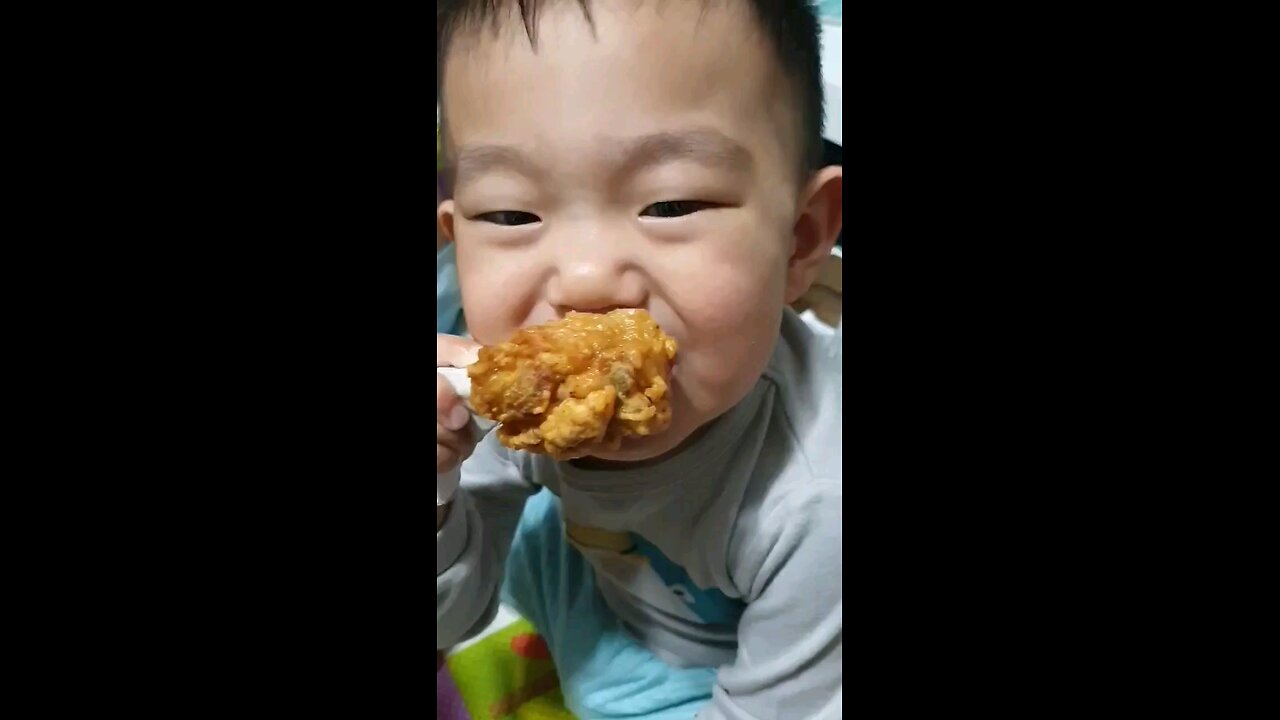 my youngest son eats chicken