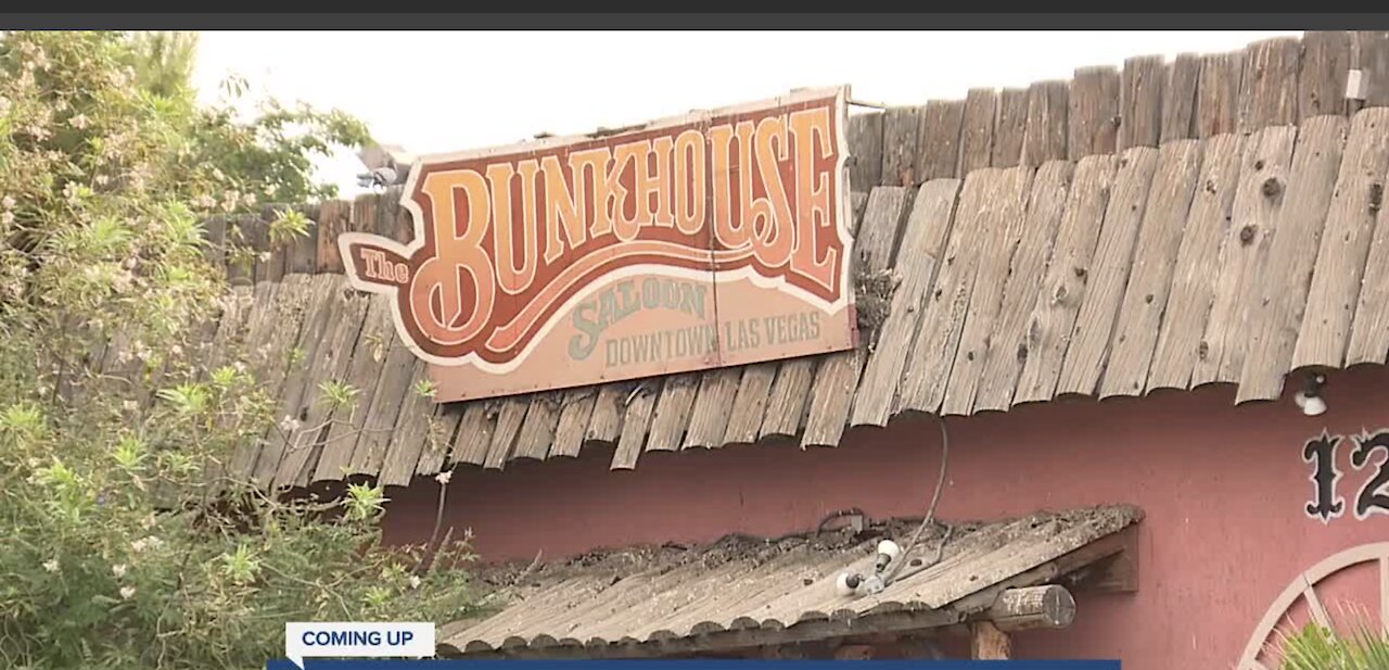 Weekend fire scotches wall outside Bunkhouse Saloon in downtown Las Vegas