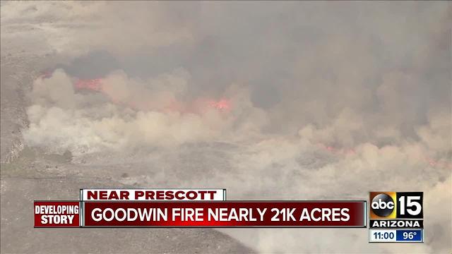 Goodwin Fire burns 20,644 acres: 1% contained, towns evacuated