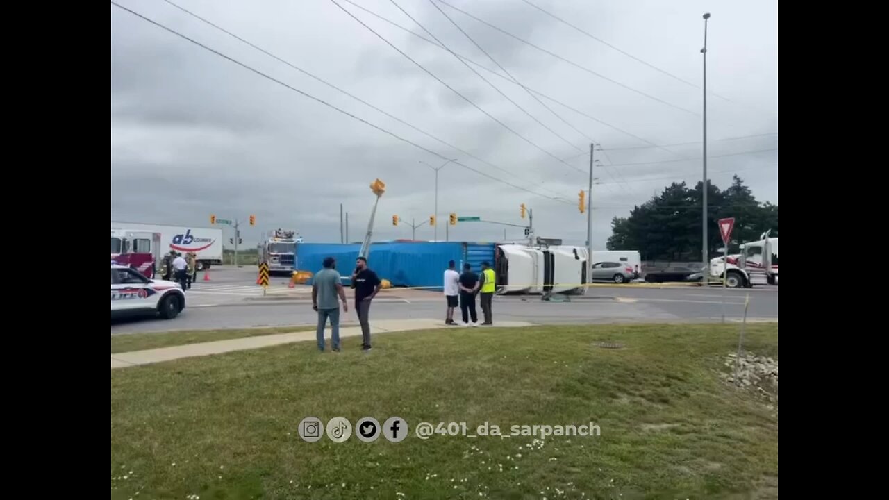 Tractor Trailer Rollover On Hwy 50 Vaughan