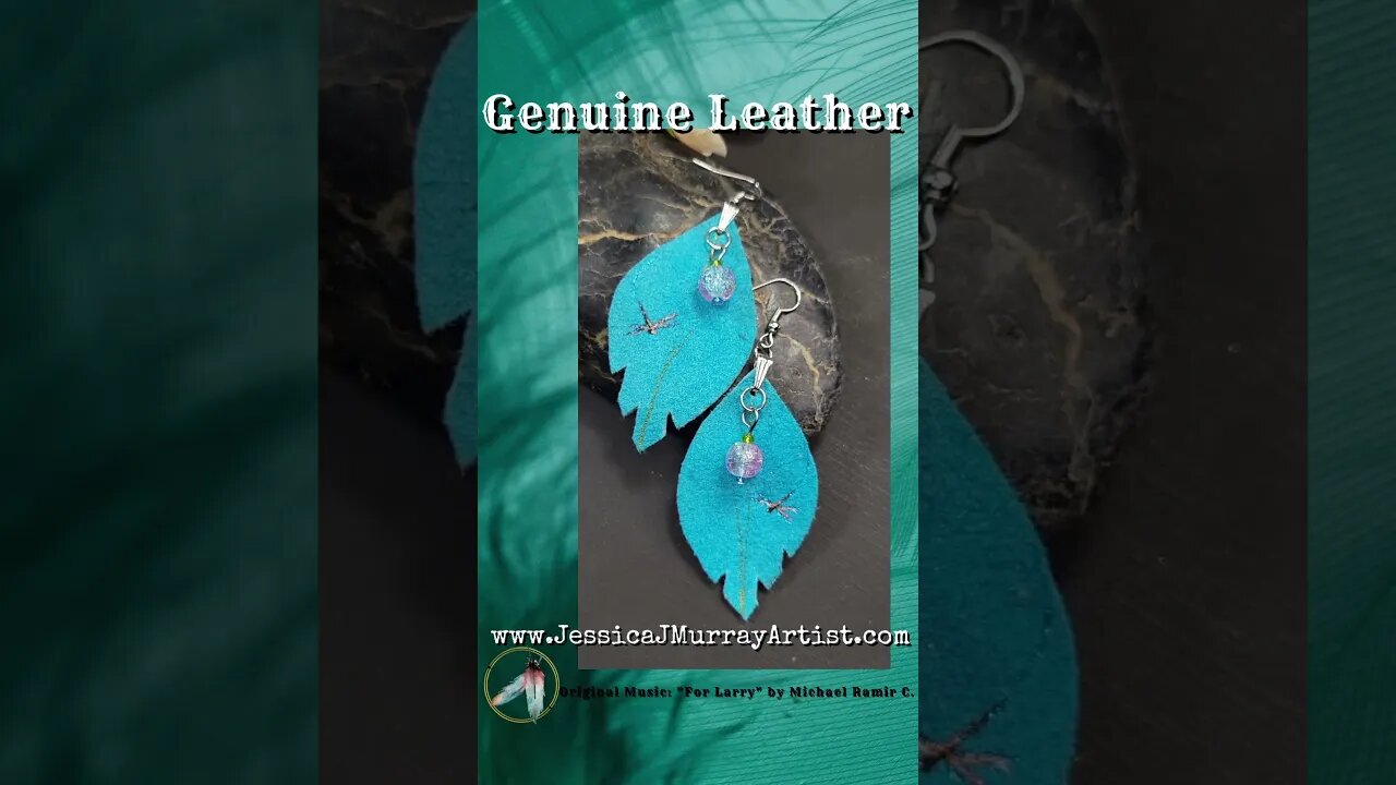 TEAL DRAGONFLY, 2-inch, leather feather earrings #Dragonfly #genuineleather #handmade #jewelry