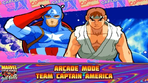 Marvel Super Heroes VS. Street Fighter: Arcade Mode - Team Captain America