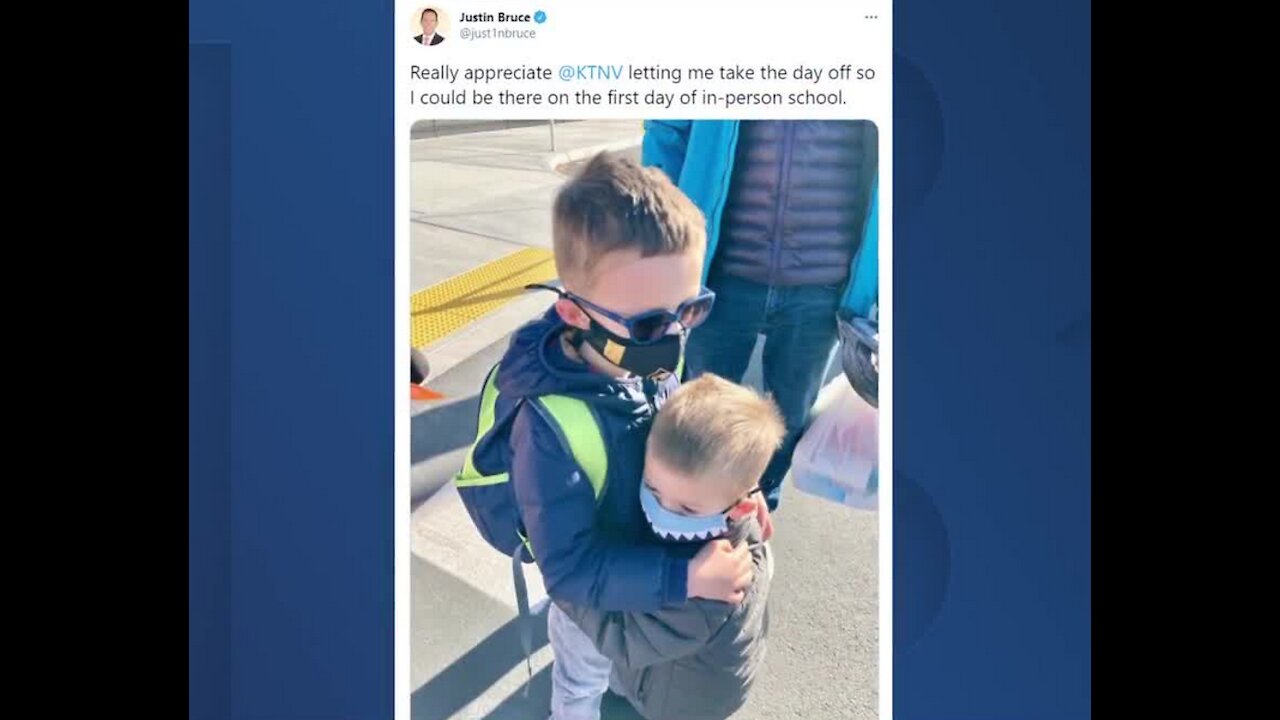 Justin Bruce tweets out picture of kids' first day