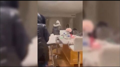 Shocking video recorded in Minneapolis forcing their way inside an apartment to beat two women