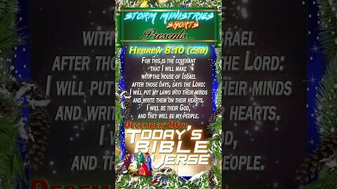 12.20.2022 | STORM MINISTRIES DBV | 5th DAY OF CHRISTMAS | HEBREWS 8:10 (CSB) | #shorts