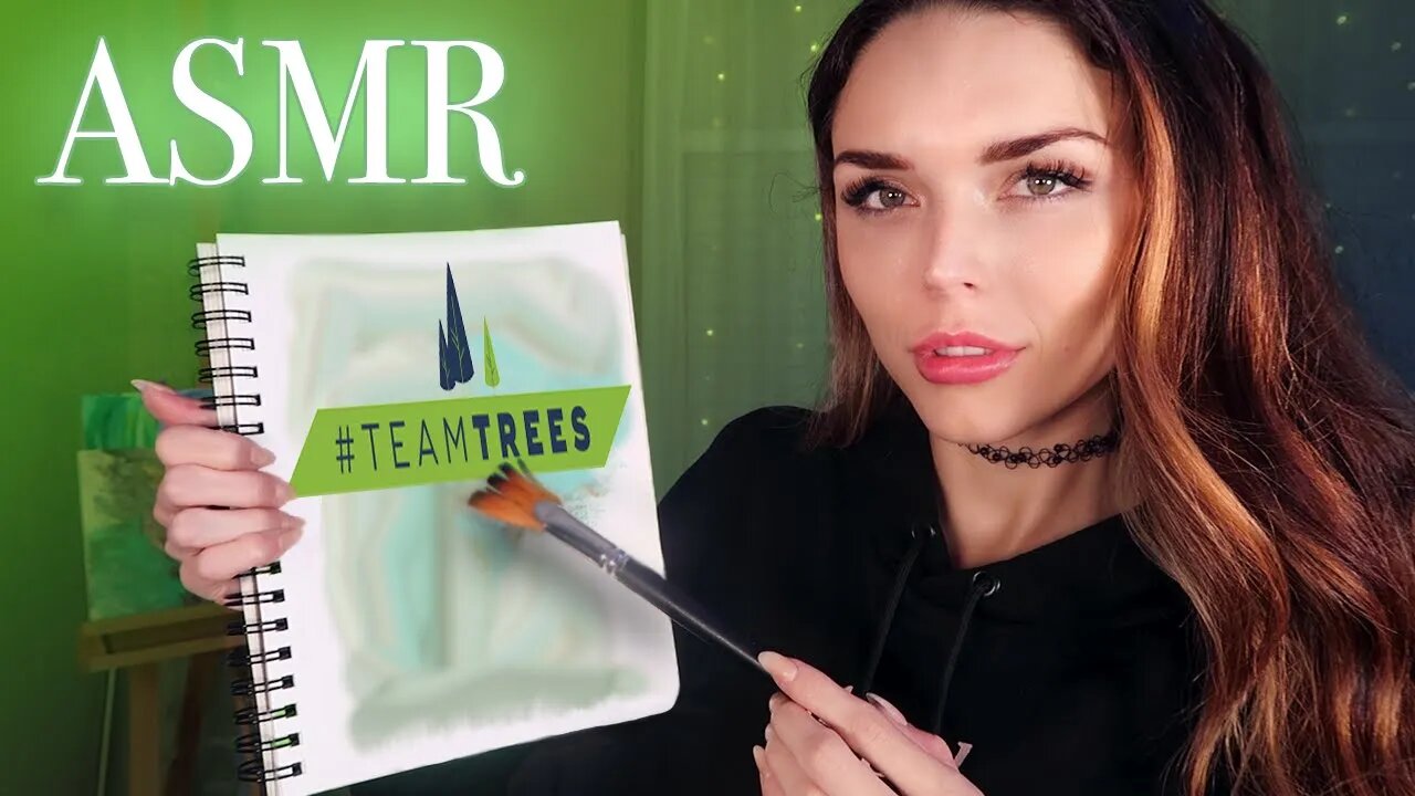 ASMR | Bob Ross Inspired Painting ASMR for #TEAMTREES