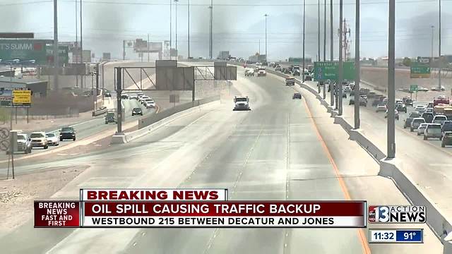Oil spill causing traffic backup