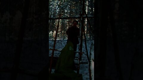 Building a Double Lean to Shelter. Solo overnight winter survival shelter camping. #shorts