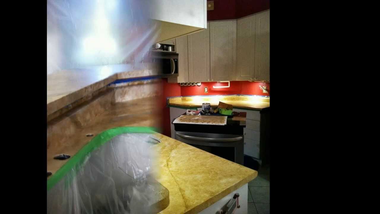 Step by Step How to Paint Marble Travertine Kitchen Counters Without a Kit!