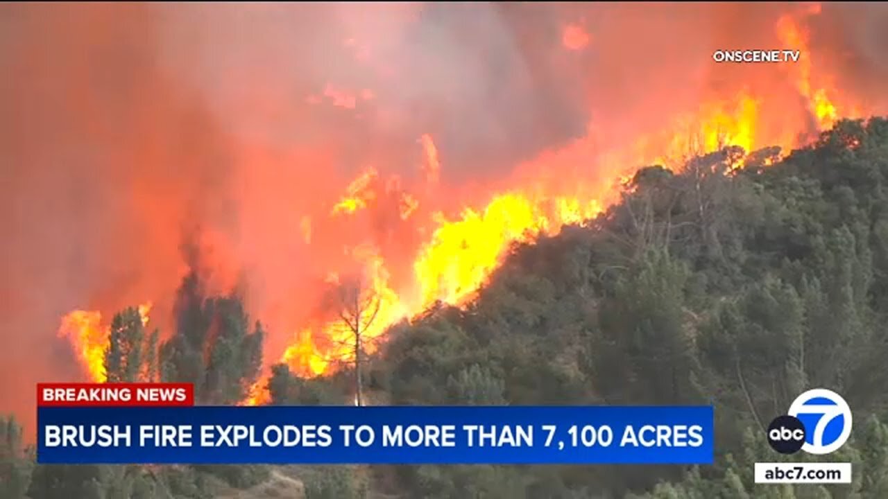 Inland Empire brush fire explodes in size to 7,100 acres