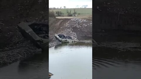 Destroyed ferry with destroyed Ukrainian BMP 1 and Kirpi II